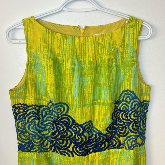 Anthropologie Tabitha Azure Scroll Embroidered Sheath Dress - Picture 3 of 10